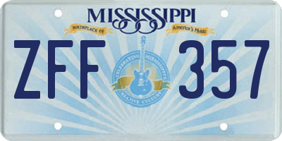 MS license plate ZFF357