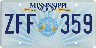 MS license plate ZFF359