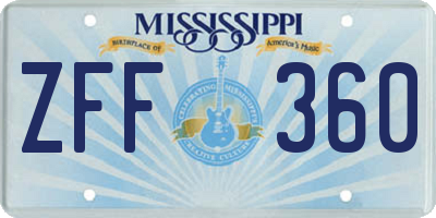 MS license plate ZFF360