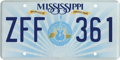 MS license plate ZFF361