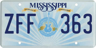 MS license plate ZFF363
