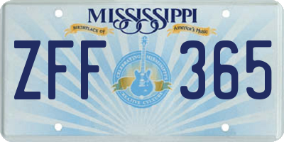 MS license plate ZFF365