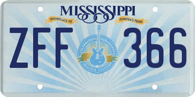 MS license plate ZFF366