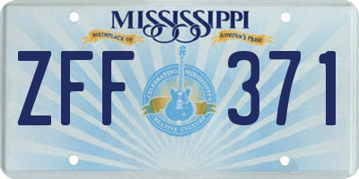 MS license plate ZFF371