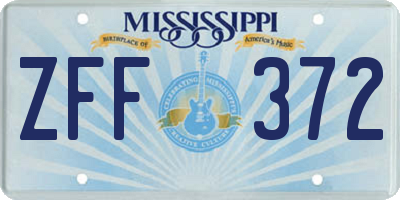 MS license plate ZFF372