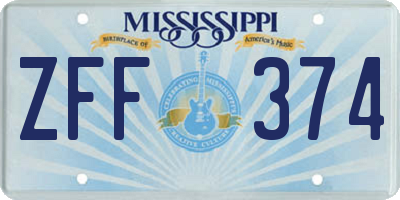 MS license plate ZFF374