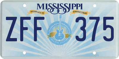 MS license plate ZFF375