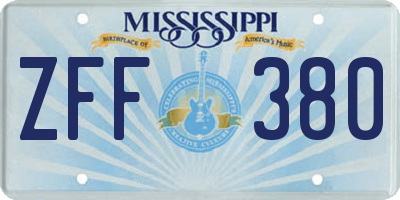 MS license plate ZFF380