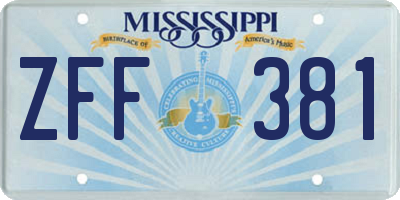 MS license plate ZFF381
