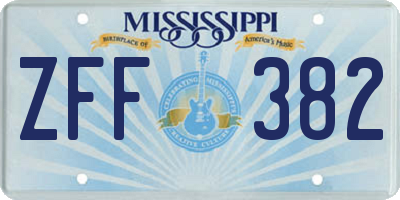 MS license plate ZFF382
