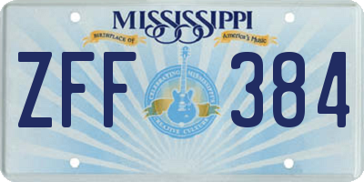 MS license plate ZFF384