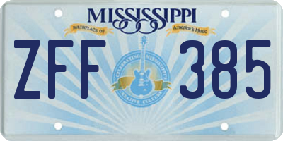 MS license plate ZFF385