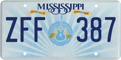 MS license plate ZFF387