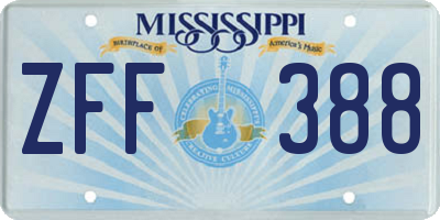MS license plate ZFF388