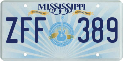 MS license plate ZFF389