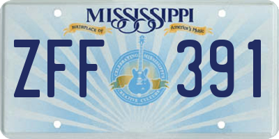 MS license plate ZFF391