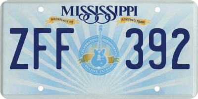MS license plate ZFF392