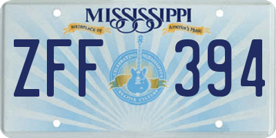 MS license plate ZFF394