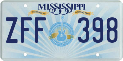 MS license plate ZFF398