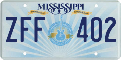 MS license plate ZFF402
