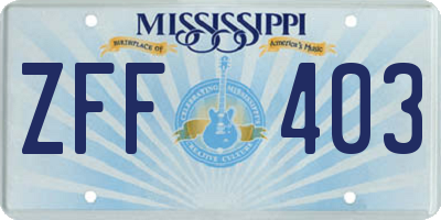 MS license plate ZFF403