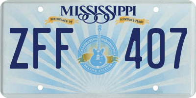 MS license plate ZFF407