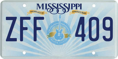 MS license plate ZFF409