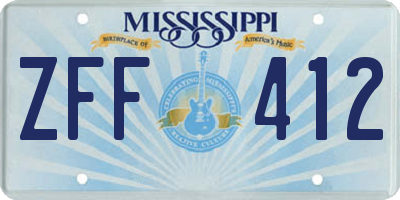 MS license plate ZFF412