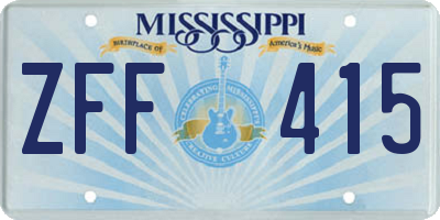 MS license plate ZFF415