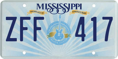 MS license plate ZFF417