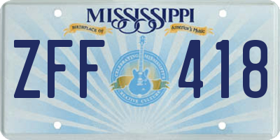 MS license plate ZFF418
