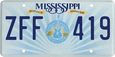 MS license plate ZFF419