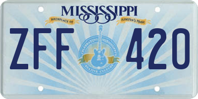 MS license plate ZFF420