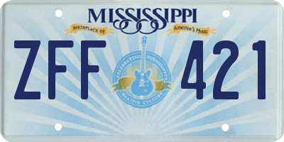 MS license plate ZFF421