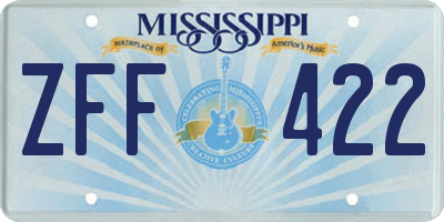 MS license plate ZFF422