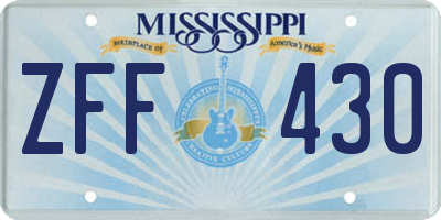 MS license plate ZFF430