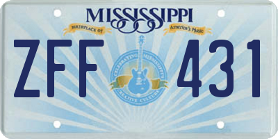 MS license plate ZFF431