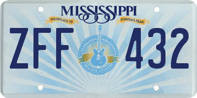 MS license plate ZFF432