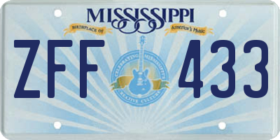 MS license plate ZFF433