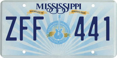 MS license plate ZFF441