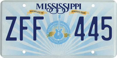 MS license plate ZFF445