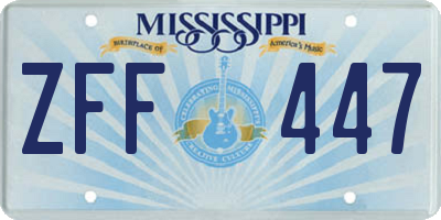 MS license plate ZFF447