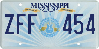 MS license plate ZFF454