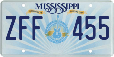 MS license plate ZFF455