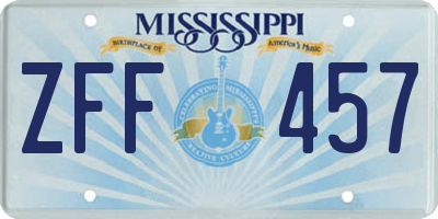 MS license plate ZFF457