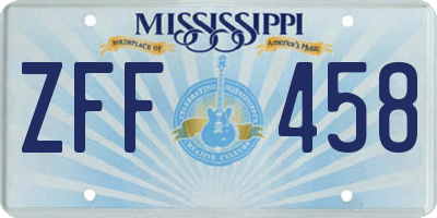MS license plate ZFF458