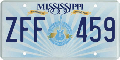 MS license plate ZFF459