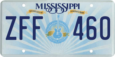 MS license plate ZFF460