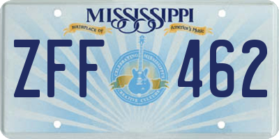 MS license plate ZFF462