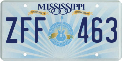 MS license plate ZFF463